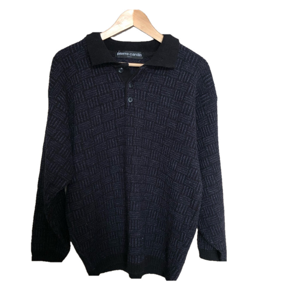 Vintage Pierre Cardin Wool Blend Pullover Cozy Quarter Buttoned Sweater Medium